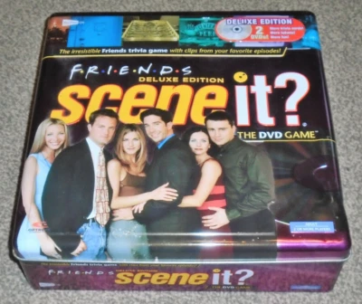 FRIENDS DELUXE SCENE IT ? 2 DISC METAL TIN BOX TRIVIA GAME IN VGC (FREE UK P&P) - Image 1 of 4