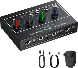 Amplificatore per Cuffie Professionale a 4 Canali Amplificatore-Effetto Luce Aud - Foto 1 di 12