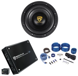 Rockville W8K9D2 8" Zoll 2000w Auto Audio Subwoofer + Mono Verstärker + Amp Kit - Bild 1 von 12