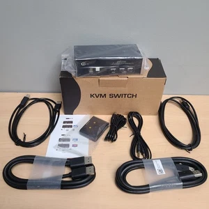 CKLau 2 Port Displayport KVM Switch Dual Monitor 4K60Hz 2K144Hz with Cables - Picture 1 of 12