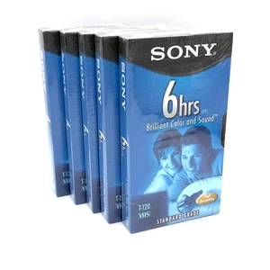 Cintas en blanco Sony VHS T-120 6 horas grado estándar paquete de 5 selladas EP SP LP modos D - Imagen 1 de 7