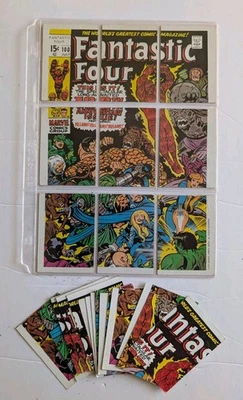1975 Topps puzzle/check list cards set of 9 Fantastic Four #100 +15 extra cards  - Image 1 of 4