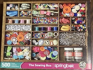 The Sewing Box Springbok 500 Piece Jigsaw Puzzle 18"x23.5" Made in USA, Buttons - Picture 1 of 4