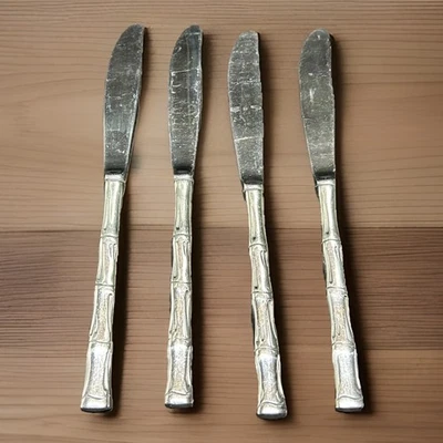 Rogers Citdael Bamboo 4 Dinner Knives Stanley Roberts Discontinued 8.5" Length - Image 1 of 4