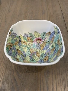 Cuenco de porcelana rosa de Hong Kong de colección hoja de tabaco raro RARO - Imagen 1 de 7