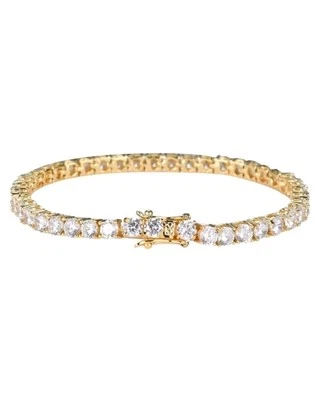 Diamond Tennis Bracelet 3ct Lab-Created  Diamond Test Pass 18ct Gold Plated - Image 1 of 4