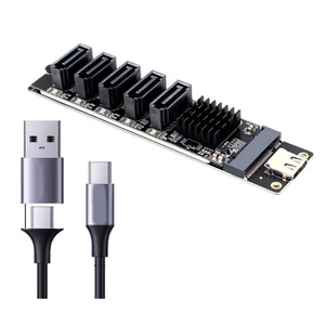 M.2 to 5Port SATA3.0 Adapter Card Aluminium Heat Sink Supporting 5 Devices - Zdjęcie 1 z 8