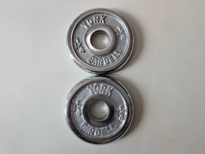 VTG Pair York Barbell 1.25lb Standard Weight Plates CHROME 1" Hole 2.5lbs Total - Image 1 of 3