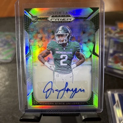 2019 Panini Prizm Draft - Draft Picks Justin Layne #297 Silver Prizm Autographs - Image 1 of 2