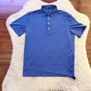RLX Ralph Lauren Poloshirt Herren mittelblau kurzarm gestreift Golf feuchtigkeitsableitend - Bild 1 von 8