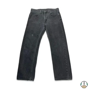 Levi's 505 Jeans Mens 34x30 Black Regular Fit Straight Leg Dark Wash Fade Denim - Picture 1 of 8