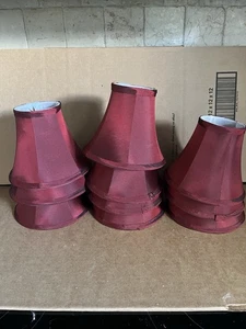 Chandelier Lamp Shades Mini Clip On Burgundy Soft Bell Transitional Set of 10 - Picture 1 of 4