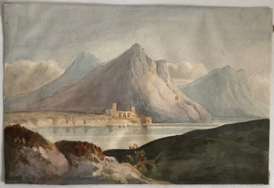 Antique Watercolour Painting Extensive River Landscape English School Victorian - Picture 1 of 4