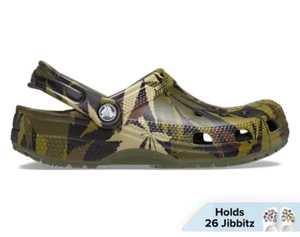 BRAND NEW Classic Camo Hemp Crocs Green Army Fatigue Clogs Size MNS 11