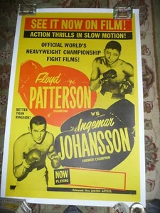 Boxing. 1959 Patterson vs. Johansson Large Film Fight Poster ( Linen Backed) - Picture 1 of 1