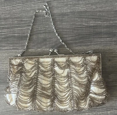 Vintage IN's Beaded & Sequence Purse with Removable Chain Strap Satin Lining - Image 1 of 4