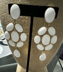 Philippe Ferrandis Paris Earrings Drops White Dangles French.Excellent condition - Picture 1 of 12