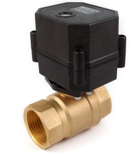 1" NPT Motorized Ball Valve N/C 110/115/120 to 240 volt AC 2-wire Brass FKM - Picture 1 of 4