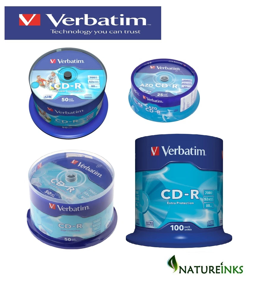 Genuine Verbatim CD-R Blank Media 52x 700MB Various Discs Lot Simply the BEST ! - Image 1 of 1