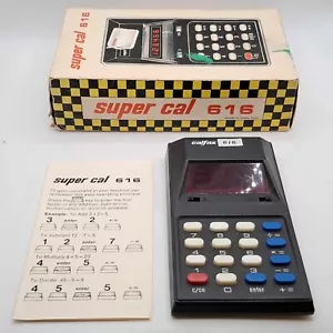 Vintage Calfax Super Cal 616 elektronischer Taschenrechner + Box + Handbuch getestet funktioniert - Bild 1 von 16