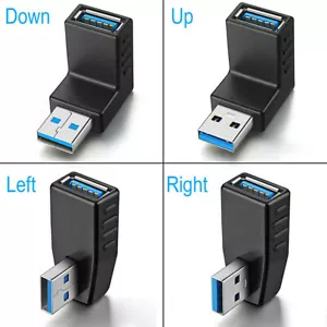 USB 3.0 Adapter 90 Degree SuperSpeed Type-A Male to Female Connector Plug Angle - Picture 1 of 10