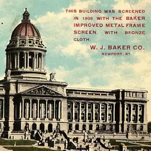 c.1910 W.J. Baker Co. Newport KY State Capitol Building Postcard Metal Screens - Imagen 1 de 3