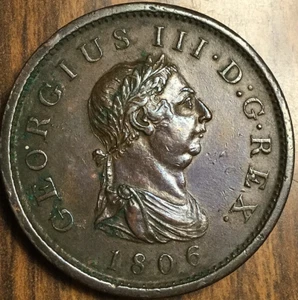 1806 UK GB GREAT BRITAIN ONE PENNY COIN - Fantastic example ! - - Picture 1 of 3