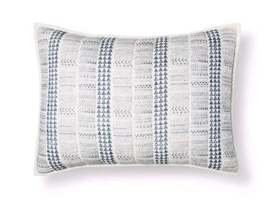 Threshold Blue Global Stripe Standard Sham ~ Acolchado a mano ~ Nuevo Foto 1 de 2