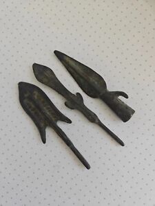 old chinese bronze weapon bronze arrow head 3pcs