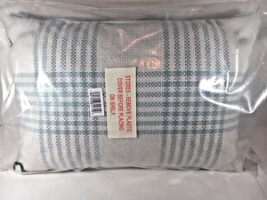 Hearth & Hand Magnolia 14X20" Plaid Indoor/Outdoor Lumbar Throw Pillow Blue BR4 - Picture 1 of 2
