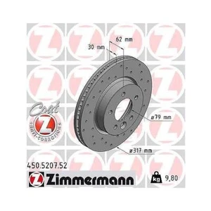 2x Par de discos de freno Zimmermann 450.5207.52 eje delantero para LAND ROVER - Imagen 1 de 3