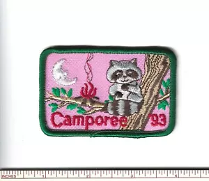 EI GIRL SCOUT 1993 CAMPOREE GENERIC PATCH RACCOON CAMPFIRE MOON PB BADGE EVENT ! - Picture 1 of 1