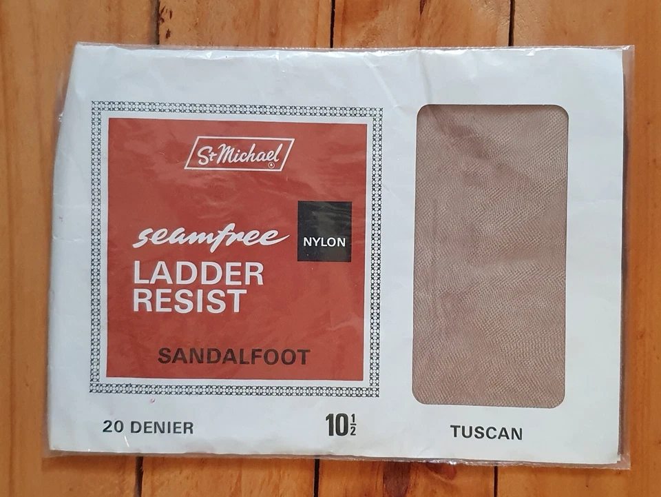 Vintage St Michael Sandal Foot Seamfree Nylon Stockings 1950s - 10.5 Tuscan - Image 1 of 2