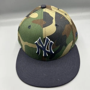 New York Yankees Hat Men 7 3/8 Black Camouflage 59Fifty New Era MLB Fitted Cap - Imagen 1 de 8