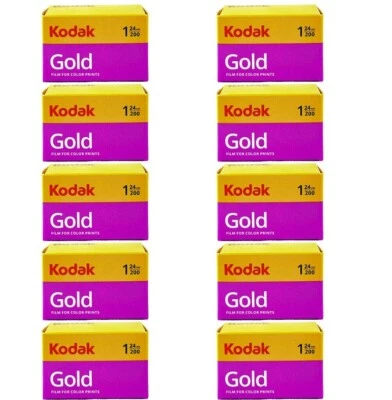 10 Rolls Kodak Gold 200 GB-135 24 Exposures Color Print 35mm Film - Image 1 of 4