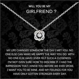 Will You Be My Girlfriend Interlocking 2 Hearts Necklace Gifts Sterling Silver - Picture 1 of 8