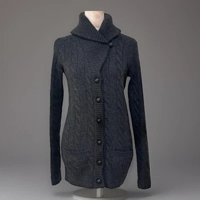 Cárdigan Ralph Lauren Lana Cachemira Chal Suéter Pescador Para Mujer Pequeño Gris Foto 1 de 4