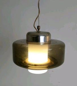 Lampadario Vetri Murano Fumè/Bianco vintage'60 Designi[Seguso Nason Vistosi]-78M - Foto 1 di 16