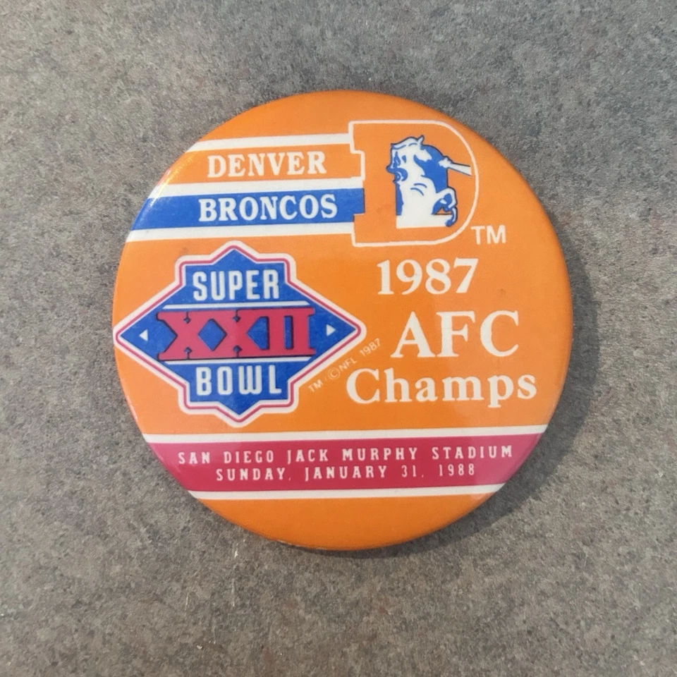 Prendedor 1987 Denver Broncos Super Bowl Xxii AFC Champs Foto 1 de 2