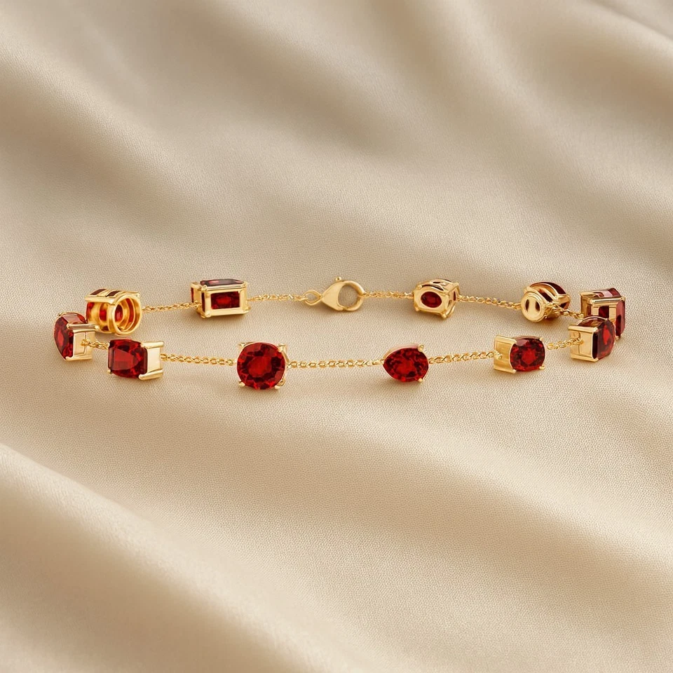Natural Ruby Bracelet in 14K Solid Gold – July Birthstone # 1012 - Image 1 of 1