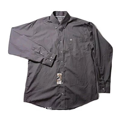 Camisa lisa Cinch para hombre talla S calce clásico manga larga con botones gris bolsillo abierto Foto 1 de 4