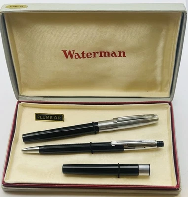 Juego de Pluma Estilográfica Waterman Flash + Bolígrafo, Francia Oro 18K Nuevo en Caja Foto 1 de 4
