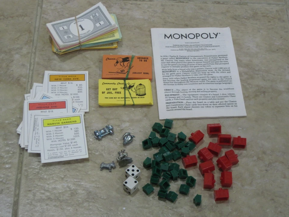 LOTE de piezas de repuesto Monopoly vintage tarjetas de dinero piezas de juego ++ Foto 1 de 1