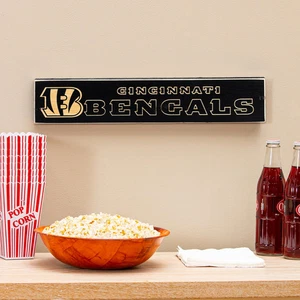 Cincinnati Bengals Engraved Wood Sign, 3.5" x 18" - Picture 1 of 3