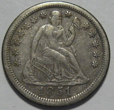 = 1851-O VF/XF SEATED DIME, Super EYE Appeal, Low Mintage 400K, FREE Shipping Cover