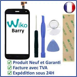 VITRE ECRAN TACTILE DU WIKO BARRY NOIR + ADHESIF 3M ET OUTILS - TOUCH SCREEN - Photo 1 sur 3