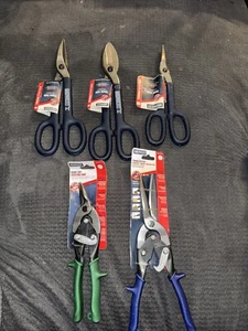 (5)pc Midwest Snips Lot Tinner Right Cut Power Cutter Craftsman Made In USA Nos - Picture 1 of 22
