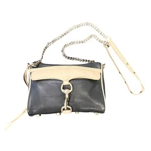 Rebecca Minkoff MAC Clutch Purse Black Pale Pink Handbag Crossbody Chain Strap - Picture 1 of 23