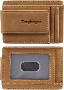 Cartera de bolsillo frontal RFID con clip para dinero para hombres Cartera minimalista delgada de cuero - Imagen 1 de 6