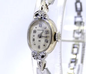 Reloj de mujer vintage HAMILTON 780 10K oro blanco diamante 17 joyas cuerda manual - Imagen 1 de 11